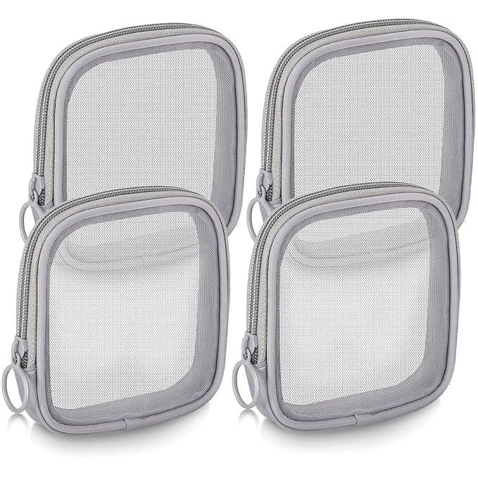Weewooday 4 Pcs Mesh Makeup Bag Mesh Cosmetic Bag Travel Toiletry Pouch with Zipper Mini Makeup Cosmetic Purse for Daily Accessory(Small,Gray)