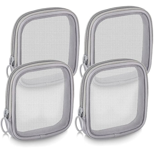 Weewooday 4 Pcs Mesh Makeup Bag Mesh Cosmetic Bag Travel Toiletry Pouch with Zipper Mini Makeup Cosmetic Purse for Daily Accessory(Small,Gray)