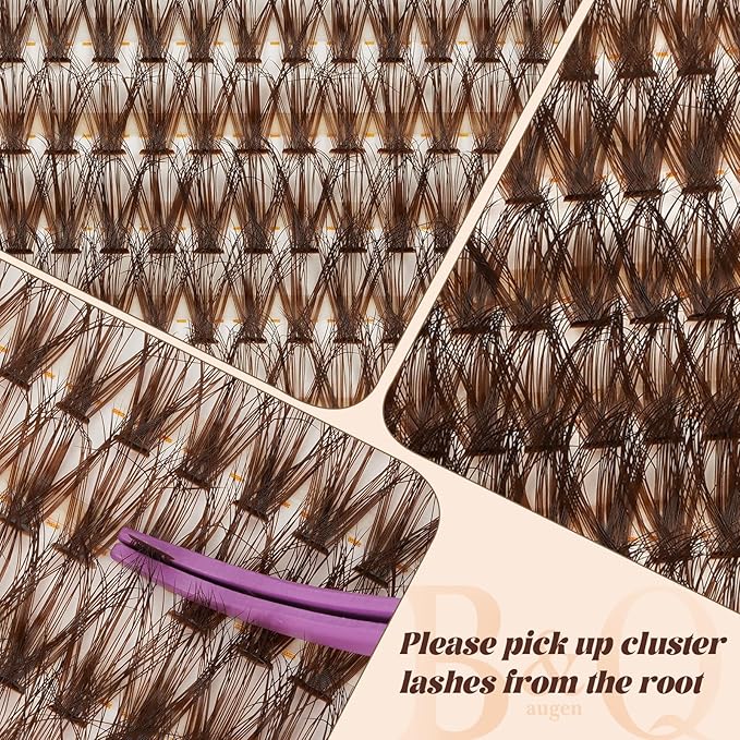 B&Q Mocha Brown Lash Clusters Kit | 280 Pcs Brown Wispy & Natural Eyelash Clusters for Beginner DIY, Complete Lash Extension Kit with Bond and Seal, Fake Eyelashes for Natural Look（40D+50D 9-16mm)