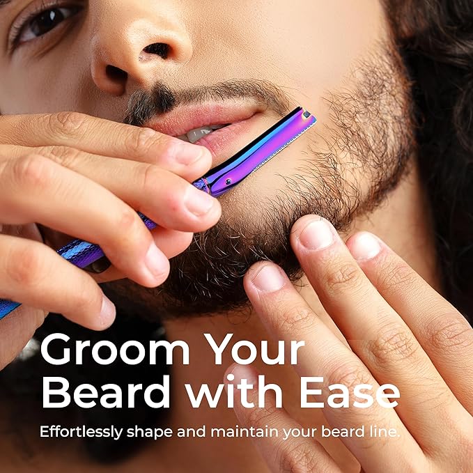Eyebrow Razor, Face Razors for Women&Men, Eyebrow Trimmer Shaper with Precision Cover, Facial Shaver with 6 Blades (Rainbow)