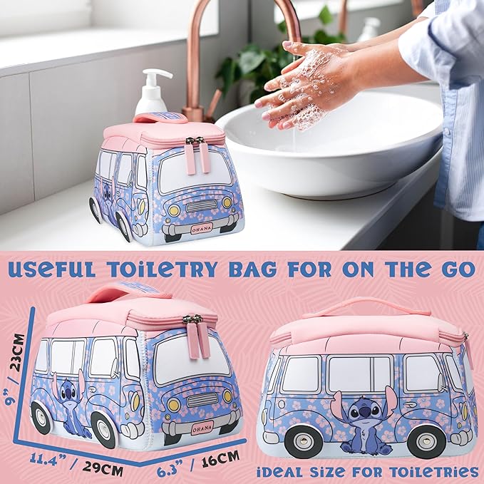 Get Trend Disney Stitch Toiletry Bag, Valentines Day Gifts for Women, Teens, Travel Essentials, Girls Makeup Bag Cruise Essentials, Travel Accessories (Blue Stitch)