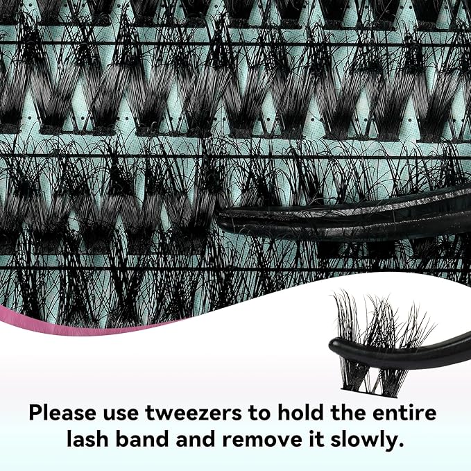 Lash Extension Kit 3D Effect Lash Clusters Kit 144pcs D Curl Eyelash Extension Kit with Lash Bond and Seal Lash Remover Lash Tweezers for Lash Clusters Eyelash Clusters Kit (Gloom, D-10-18mm Kit)