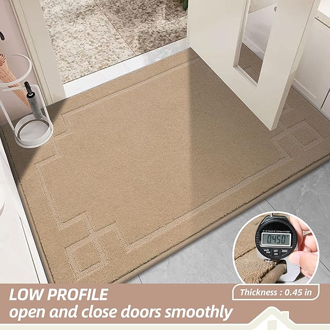 BEQHAUSE Door Mat 32" x 48", Non-Slip Door Mats Indoor Entryway Rugs Washable Low-Profile Absorbent and Stain Resist Floor Mats, Dog Door Mat for Front Back Door, Mud Wet Shoes & Paws, Beige