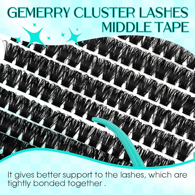 Eyelash Clusters Fluffy Lash Clusters Thick 280pcs 200D Cluster Eyelash Extensions DIY At Home Individual Lashes Cluster Lashes by GEMERRY（200P-10-18mm)