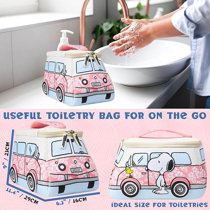 Get Trend Peanuts Snoopy Toiletry Bag, Valentines Day Gifts for Women, Teens Travel Essentials, Girls Makeup Bag, Cruise Essentials, Travel Accessories (Pink Snoopy)