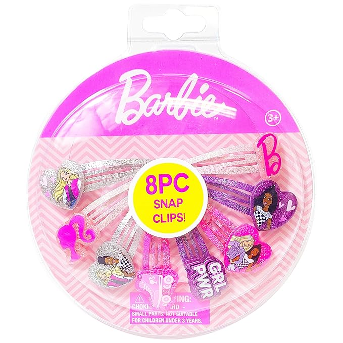 LUV HER Barbie Hair Clips for Girls Snap Clips 8 Pack Multi Color Ages 3+