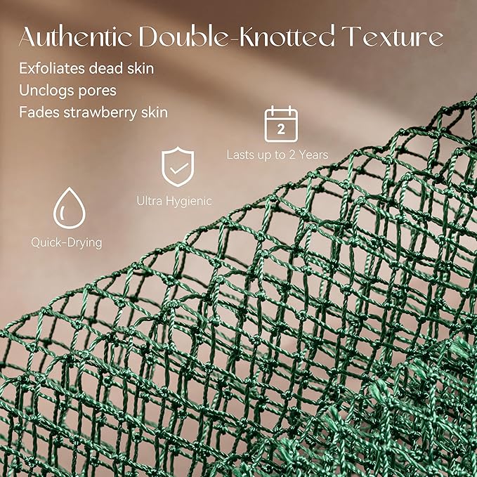 CORATED African Net Sponge with Knots Authentic, Shower Loofah Exfoliating Bath Sponge, Body Scrubber for Women Daily Use Body Care, Travel Portable Bath Accessories for Bathroom