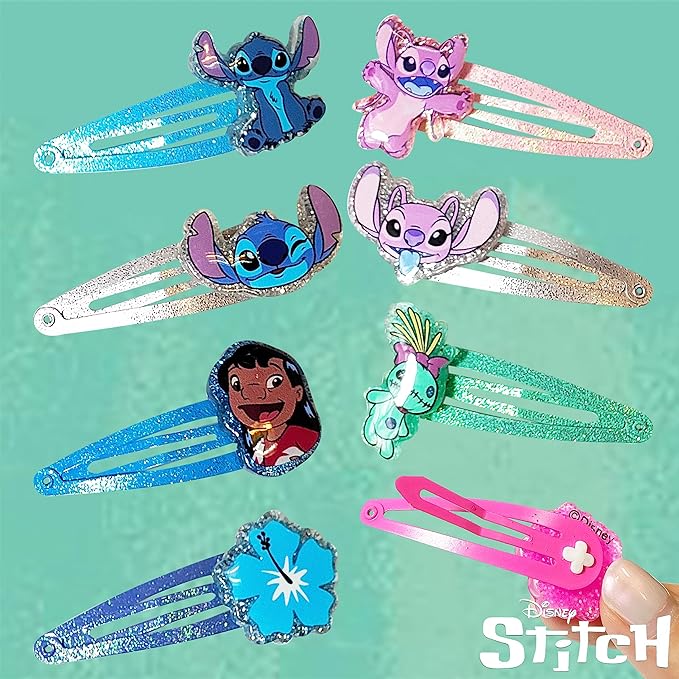 Disney Stitch Kids Hair Clips for Girls Snap Clips 8 Pack Multi Color Ages 3+