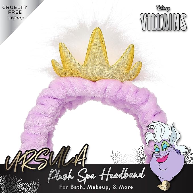 Disney Spa Headband, Soft, Plush, Adjustable, and Fun Hair Accessory for Skincare and Makeup Routines, Villains by Belle Maison