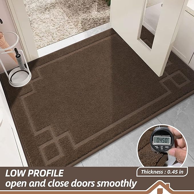 BEQHAUSE Door Mat 36" x 60", Non-Slip Door Mats Indoor Entryway Rugs Washable Low-Profile Absorbent and Stain Resist Floor Mats, Dog Door Mat for Front Back Door, Mud Wet Shoes & Paws, Brown