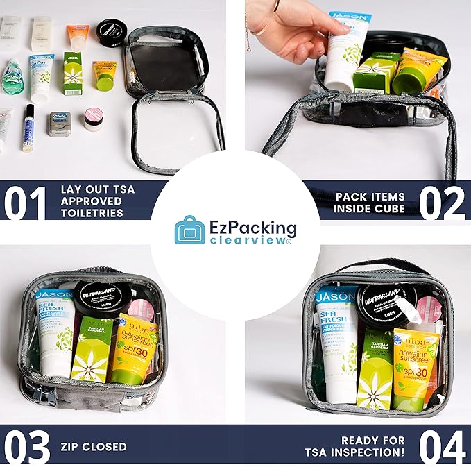EzPacking Clear TSA Approved 3-1-1 Travel Toiletry Bag for Carry On/Quart Size Transparent Liquids Pouch for Airport Security/Reusable See Through Vinyl & PVC Plastic Organizer Men Women (Orange)