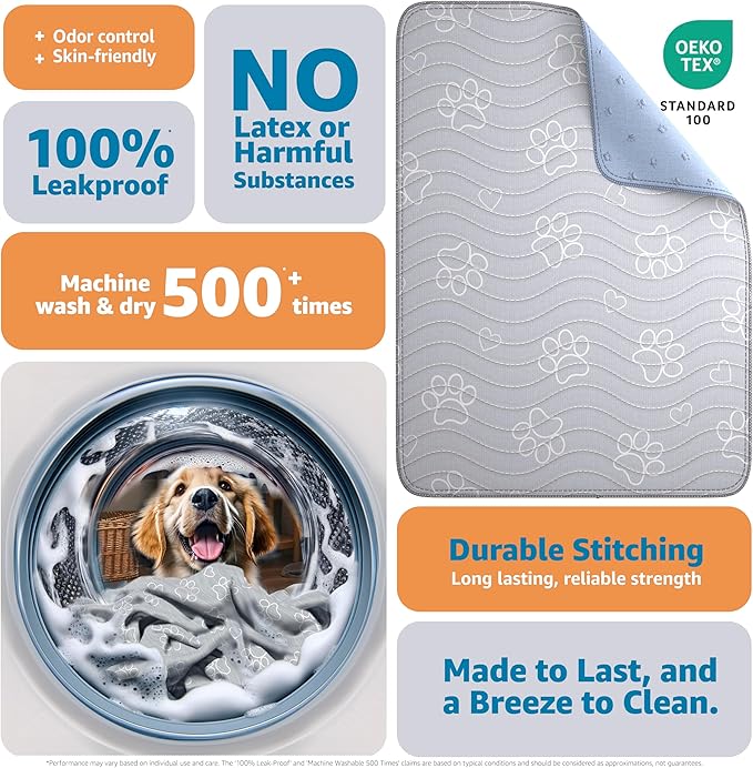 IMPROVIA® Extra-Large Waterproof Dog Mat – Jumbo Washable Playpen Floor Protector, Non-Slip Pet Pad, Heavy-Duty 72”x72”