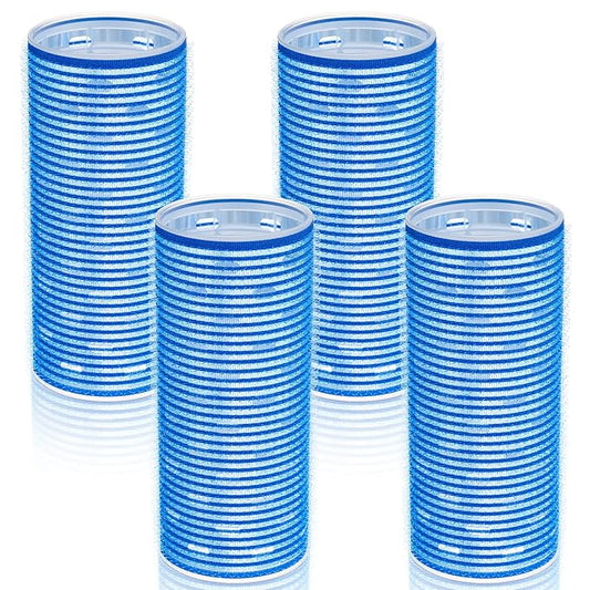 WILLBOND 4 Pcs Long Hair Rollers for Bangs Aluminum Core Curlers Thermal Self Grip Roller for Long and Medium Hair Women Hairstyle(4.7 x 2 Inch,Blue)