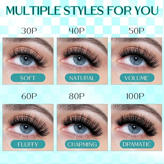 Lash Clusters Fluffy Cluster Lashes Extensions Thick 280pcs D Curl Eyelash Clusters DIY At Home Individual Lashes Extension by GEMERRY（80P-10-18mm)