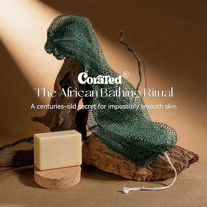 CORATED African Net Sponge with Knots Authentic, Shower Loofah Exfoliating Bath Sponge, Body Scrubber for Women Daily Use Body Care, Travel Portable Bath Accessories for Bathroom