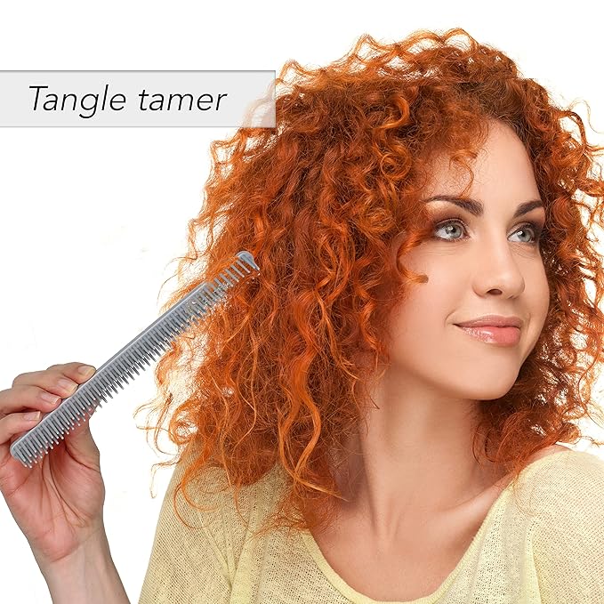 Allegro Combs 3 Row Detangling Comb, Wide Tooth Curl Defining Brush for Women's Curly Hair, Perfect for Stylists, Made in USA, 1 Piece (Gray)