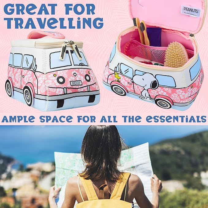 Get Trend Peanuts Snoopy Toiletry Bag, Valentines Day Gifts for Women, Teens Travel Essentials, Girls Makeup Bag, Cruise Essentials, Travel Accessories (Pink Snoopy)