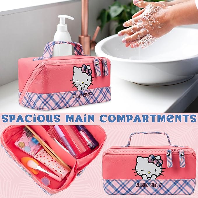 Get Trend Hello Kitty Toiletry Bag, Valentines Day Gifts for Women, Teens, Travel Essentials, Girls Makeup Bag Airplane, Cruise Essentials, Travel Accessories (Pink Hello Kitty)