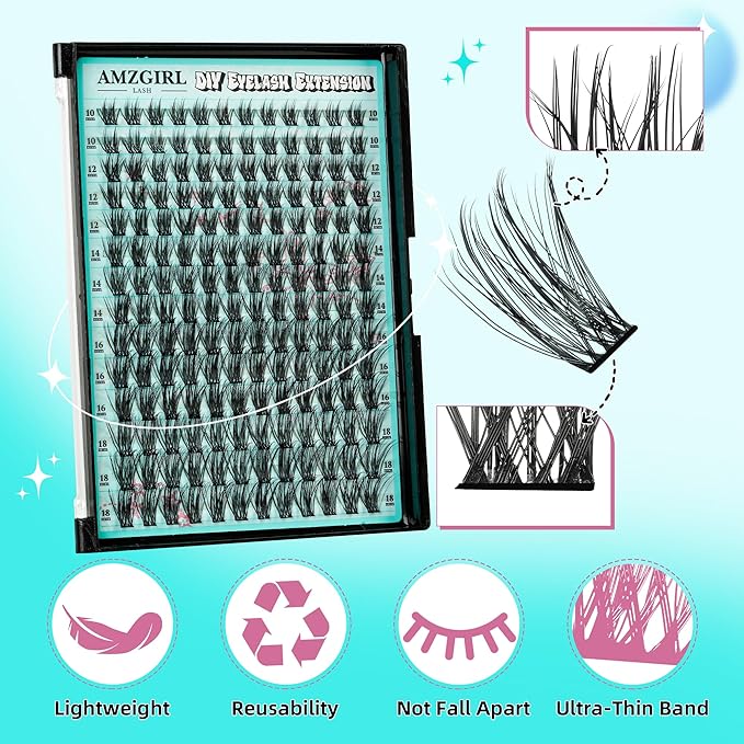 Manga Lash Clusters Fairy Eyelash Extension DIY 168pcs C Curl Anime Lashes Extensions Wispy Eyelashes Cluster with Thin Band Individual Lashes False Eyelashes At Home (Spiky, C-10-18mm)