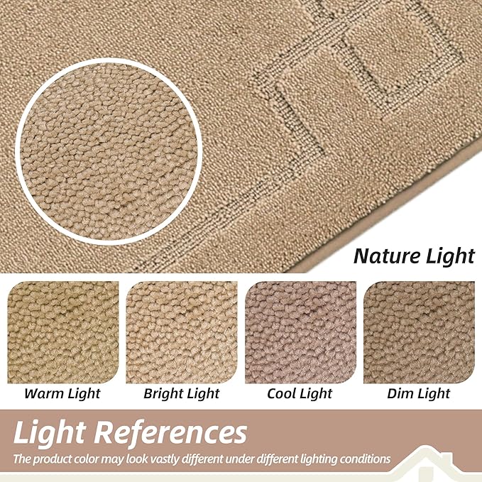 BEQHAUSE Door Mat 32" x 48", Non-Slip Door Mats Indoor Entryway Rugs Washable Low-Profile Absorbent and Stain Resist Floor Mats, Dog Door Mat for Front Back Door, Mud Wet Shoes & Paws, Beige