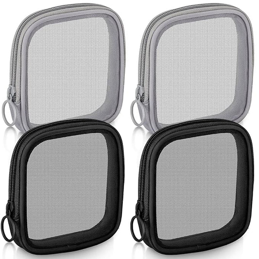 Weewooday 4 Pcs Mesh Makeup Bag Mesh Cosmetic Bag Travel Toiletry Pouch with Zipper Mini Makeup Cosmetic Purse for Daily Accessory(Small,Black, Gray)