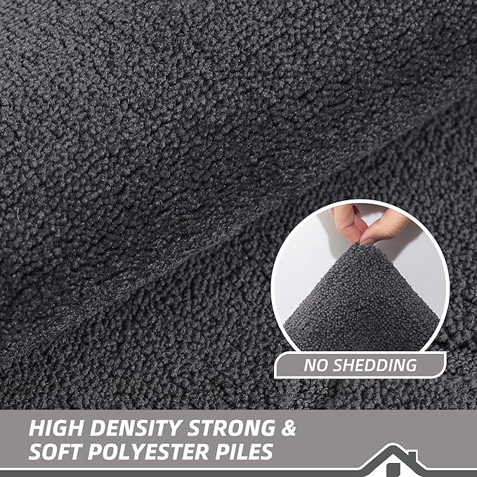 BEQHAUSE Door Mat 24" x 60", Non-Slip Door Mats Indoor Entryway Rugs Washable Low-Profile Absorbent and Stain Resist Floor Mats, Dog Door Mat for Front Back Door, Mud Wet Shoes & Paws, Dark Grey