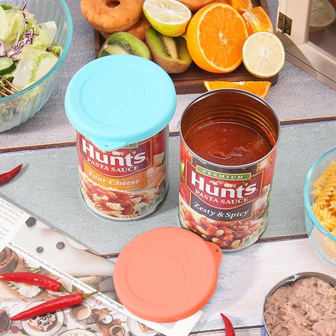 2PCs 3.5-inch Silicone Can Lids for Hunt's | Starkist | Kirkland | Progresso Can, Food Sealing Lids for 3.5-inch Can, Can Cover for Canned Good, Can Toppers, Freezer&Dishwasher Safe (Can NOT Included)