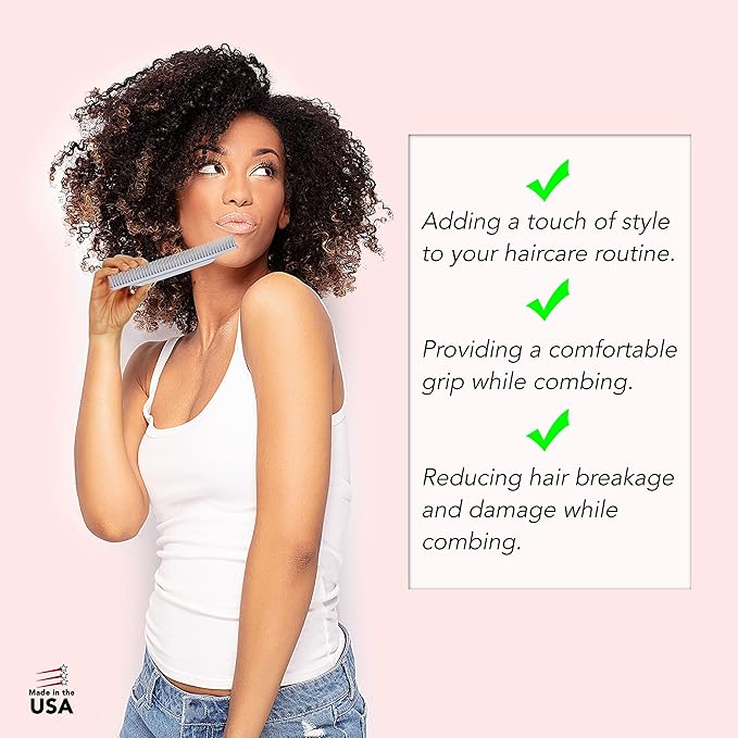 Allegro Combs 3 Row Detangling Comb, Wide Tooth Curl Defining Brush for Women's Curly Hair, Perfect for Stylists, Made in USA, 1 Piece (Gray)