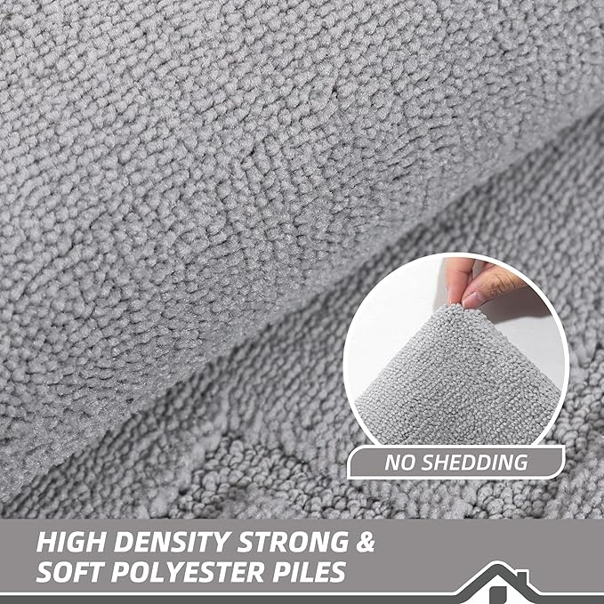 BEQHAUSE Door Mat 20" x 32", Non-Slip Door Mats Indoor Entryway Rugs Washable Low-Profile Absorbent and Stain Resist Floor Mats, Dog Door Mat for Front Back Door, Mud Wet Shoes & Paws, Light Grey