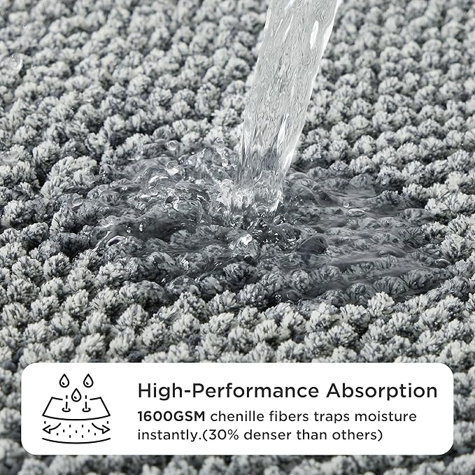 Bedsure Dog Door Mat for Muddy Paws, High-Low Absorbent Chenille Indoor Entrance Mud Dirt Trapper Soak-Stopper, Machine Washable Non-Slip Entryway Rug for Pets, 48"x30" Grey
