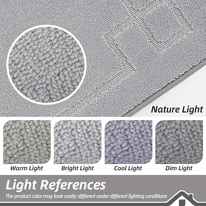 BEQHAUSE Door Mat 24" x 60", Non-Slip Door Mats Indoor Entryway Rugs Washable Low-Profile Absorbent and Stain Resist Floor Mats, Dog Door Mat for Front Back Door, Mud Wet Shoes & Paws, Light Grey