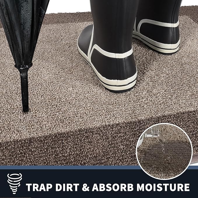 PURRUGS Dirt Trapping Door Mat 24" x 70", Non-Slip Washable Entry Mat, Dog Doormat, Front Door Mat, Super Absorbent Entrance Mat for Muddy Shoes & Paws, Beige & Grayish Brown