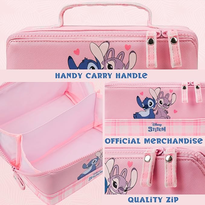 Get Trend Disney Stitch Toiletry Bag, Valentines Day Gifts for Women, Teens, Travel Essentials, Girls Makeup Bag Cruise Essentials, Travel Accessories (Pink Stitch Angel)