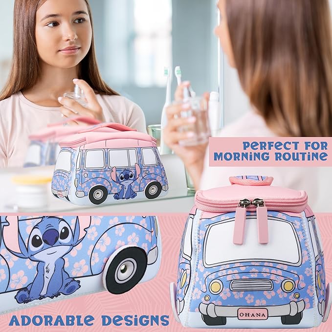 Get Trend Disney Stitch Toiletry Bag, Valentines Day Gifts for Women, Teens, Travel Essentials, Girls Makeup Bag Cruise Essentials, Travel Accessories (Blue Stitch)