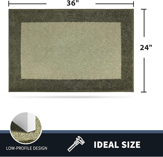 PURRUGS Dirt Trapping Door Mat 24" x 36", Non-Slip Washable Entry Mat, Dog Doormat, Front Door Mat, Super Absorbent Entrance Mat for Muddy Shoes & Paws, Budding Green & Sage Green