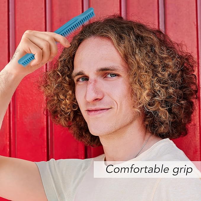 Allegro Combs 3-Row Detangling Comb, Wide Tooth Curl Defining Brush, Perfect for Women Curly Hair Stylists, Curl Defining Comb, Made In The USA, Baby Blue (1 Piece)