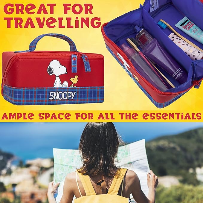 Get Trend Peanuts Snoopy Toiletry Bag, Valentines Day Gifts for Women, Teens Travel Essentials, Girls Makeup Bag, Cruise Essentials, Travel Accessories (Red Snoopy)