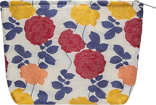 PAZIMIIK Makeup Bag Large Cotton Zipper Pouch for Purse Travel Canvas Make Up Organizer for Women Cosmetic,Rose Beige