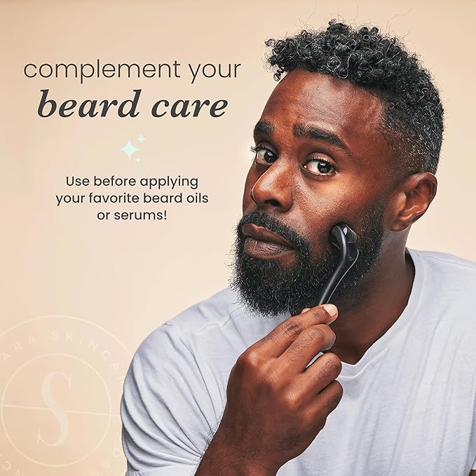 Roller for Face, Beard, Hair - Skincare for Men and Women (Shiny Black)