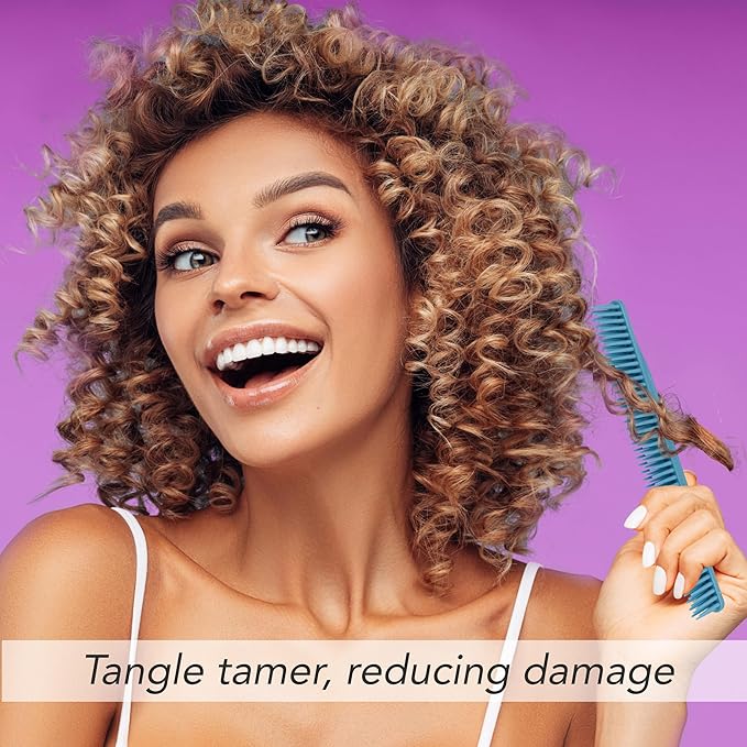 Allegro Combs 3-Row Detangling Comb, Wide Tooth Curl Defining Brush, Perfect for Women Curly Hair Stylists, Curl Defining Comb, Made In The USA, Baby Blue (1 Piece)