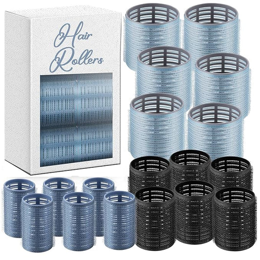 18pcs Self-Grip Heatless Hair Rollers - 3 Sizes for Long, Medium, or Short Hair, Salon-Quality Overnight Curlers