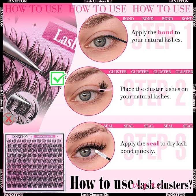 DIY Lash Extension Kit Natural Look Wispy Lash Clusters D Curl Lash Clusters with Lash Brush 8-16 mm Eyelash Extension Kit Individual Lashes Lash Cluster Kit For Beginners (No Glue)