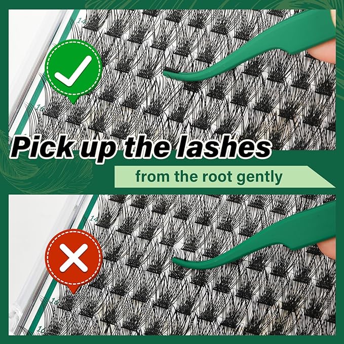 KEYYOU Lash Clusters 144pcs Individual D Curl 10mm Air Touch Cluster Lashes Super Lightweight Soft Wispy Comfortable Easy DIY at Home