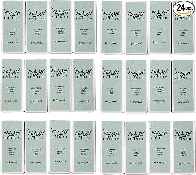 Flash Shiner Nail Buffer 3 Ways – Pack of 24 – Professional 3-Step Nail Buffer Blocks – Smooth, Condition & Shine – Natural Nail Polisher for Salon or Home Use