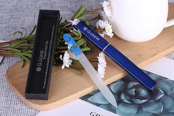 Crystal Nail File Set–Professional Nail File Manicure Pedicure Kit for Natural Nails Acrylic Nails Gels Nails Manicure Tools for Home and Salon(Rose Blue)
