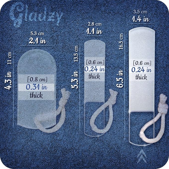 Genuine Czech Glass Foot File - Two-Sided Different Grit Surface, Gentle Callus Remover, Pedicure & Spa Rough Skin Scrubber, Professional Toenail and Heels Care, EU Quality, Large Size
