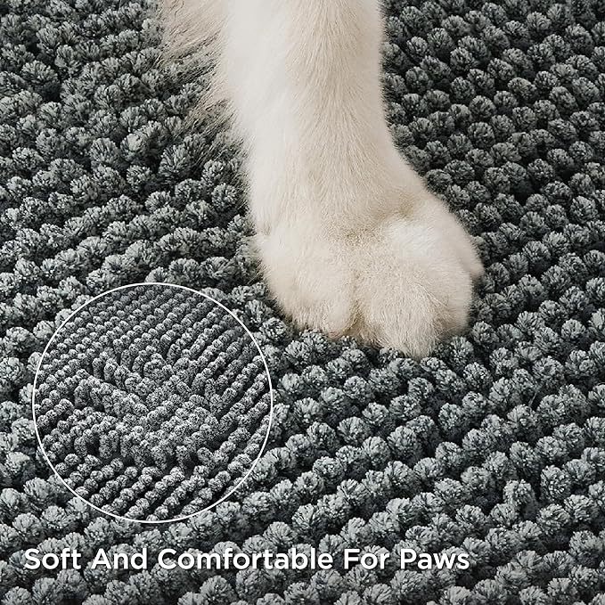 Bedsure Dog Door Mat for Muddy Paws, High-Low Absorbent Chenille Indoor Entrance Mud Dirt Trapper Soak-Stopper, Machine Washable Non-Slip Entryway Rug for Pets, 30"x19" Grey