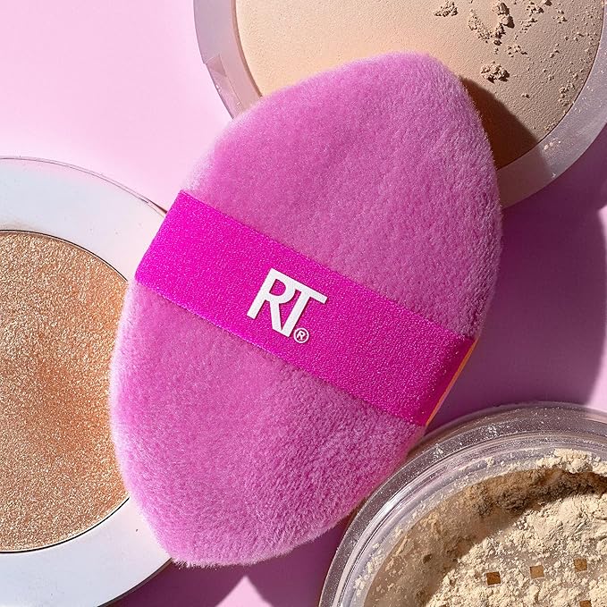Real Techniques Miracle 2-In-1 Powder Puff, Dual-Sided, Full-Size Makeup Blending Puff, Reversible Elastic Band, Precision Tip Makeup Sponge & Powder Puff, For Liquid, Cream & Powder, 1 Count